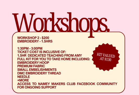EMBROIDERY WORKSHOP BRISBANE 22.8.26